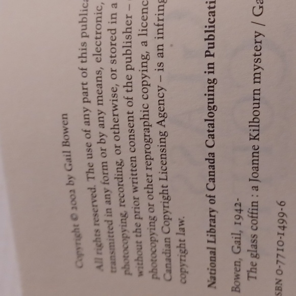 4/$30 The Glass Coffin by Gail Bowen - Hardcover Novel - Picture 9 of 9